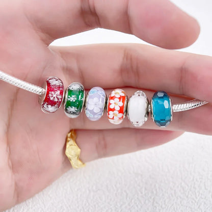 925 Sterling Silver Blue Series Crystal Enamel Murano Charm Bead Fits Original Bracelet for Women DIY Fine Jewelry Gifts