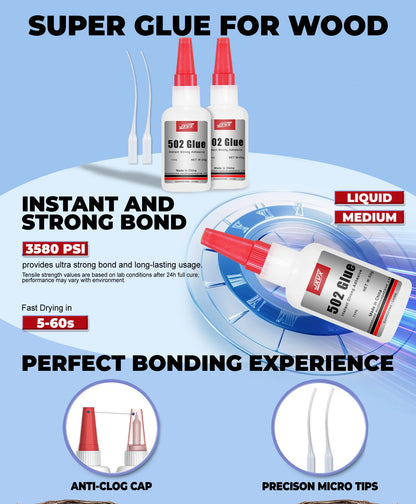 50/20g Multi-purpose 502 Instant Strong Super Glue Universal Superglue Mighty Instant Glue for Resin Ceramic Metal Glass Fast Dry