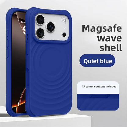 Official Phone Case For iPhone Air 17 16 15 14 Pro Max Water Ripple Silicone For Magsafe Wireless Charge Magnetic Soft Cover