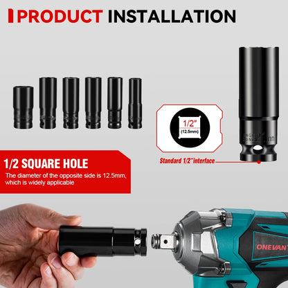 1200N.M Brushless Electric Impact Wrench, 3 Funtion 1/2" Cordless Portable Screwdriver Drill Tools For Makita Battery Pin, ONEVAN