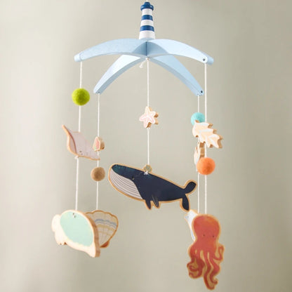 Newborn Baby Rattles Toys, 0-12 Months Soft Felt Whale Bed Bell Infant Mobile Crib Hanging Musical Carousel Toy, Boys Girls Gift