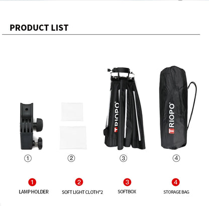 TRIOPO 55cm 65cm 90cm 120cm Foldable Octagon Softbox Tripod Grip for Godox V860III V1 AD200Pro Yongnuo Speedlite Flash Light