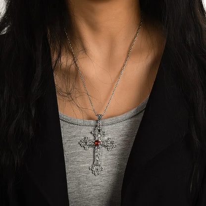 Y2K Gothic Punk Crystal Cross Pendant Necklace for Women Men, Clavicle Chain Lolita Choker Necklaces, Jewelry Gorgeous Party Gifts