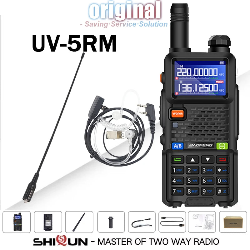 UV-5RM Baofeng Walkie Talkie 3800mAh Battery USB-C Charger 14.5W UHF VHF Wireless Copy Frequency 999CH FM Ham Radio Update UV-5RH