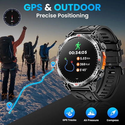 2026 New Outdoor GPS Sports Smartwatches Men Compass 10ATM Waterproof 24/7 Health Monitoring ChatGPT Bluetooth Call Smart Watch