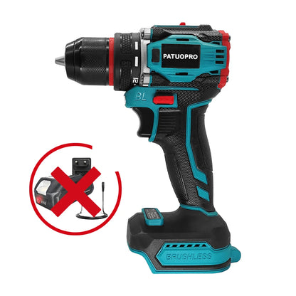 10mm Cordless Brushless Electric Drill, 2-Speed Metal Chuck Screwdriver, Home DIY Tool For Makita 18V Battery (No Battery), PATUOPRO