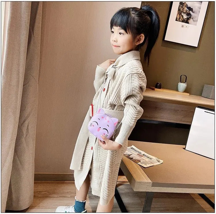 Cartoon Kids Bag, Fashion Cute Cat Crossbody Bag, Coin Wallet Lovely Hand Bags for Boys and Girls, Mini Shoulder Bags