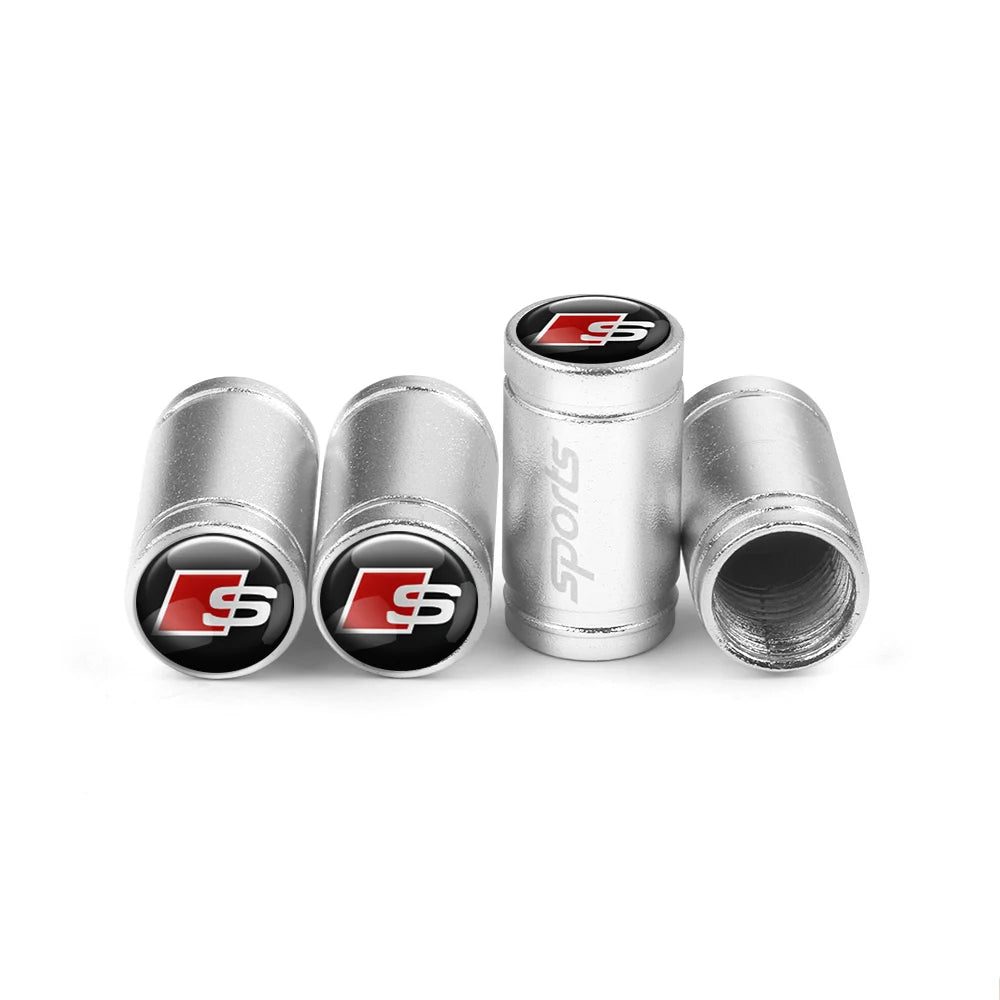 4pcs Aluminum Alloy Styling Car Wheel Tire Air Valve Caps Accessories For Audi Sline A1 A2 A3 A4 A4L A5 A6 A7 A8 A8L TT Q1 Q2 Q3