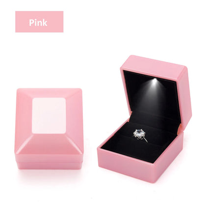 LED Jewelry Ring Box with Light Luxury Crown Earrings Pendant Storage Display Proposal Wedding Gift Box Jewelry Organizer Box