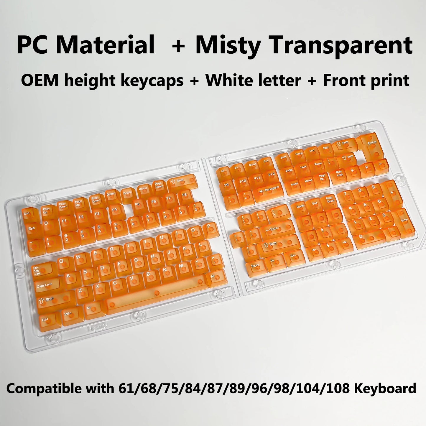 Full Sets Transparent Keycaps for Mechanical Keyboard Front/Side/None Print RGB Backlit Full/Misty Transparent Keycap 130+ Key