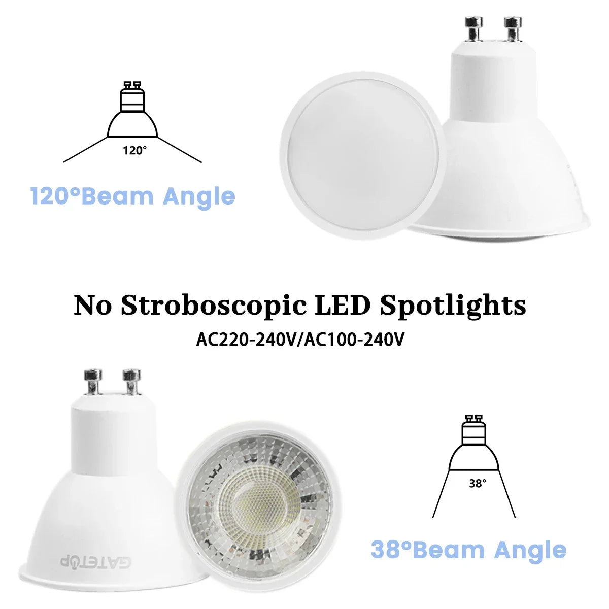 8pcs, Led Bulb Lamps, GU10, AC 220V 110V Light Spot Real Power, 3W 5W 6W 7W 8W 9W Warm White Cold White Lampada for Home LEDs Lamp