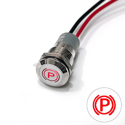 8/12/14MM Waterproof Symbol LED Indicator Light 12V 24V Silver Metal Indicator Turn Signal Pilot Light with Wire Car Dashboard