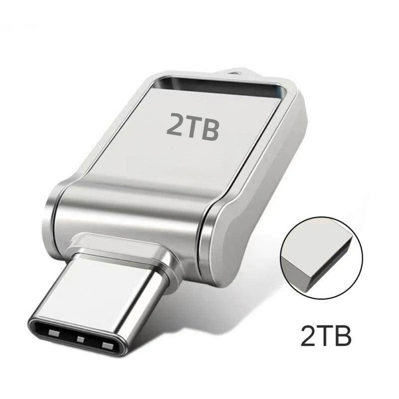 2TB USB 3.2 Flash Drive High Speed Metal U Disk Type-c Interface Dual-use Flash Memory Stick For Phone Windows Computer