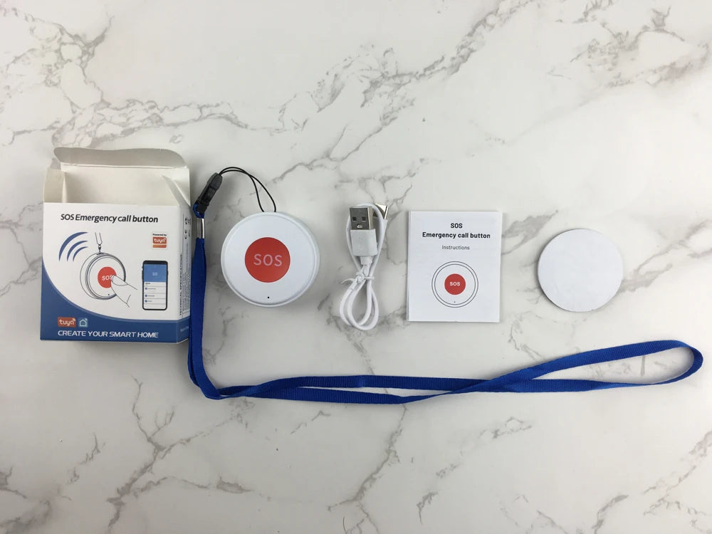 Smart Life APP WiFi SOS Emergency Button Tuya Home Security Elderly Children One-Click Call Help Alarm Remote Notification