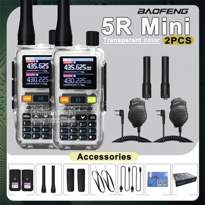 Baofeng UV 5R Mini Walkie Talkie Banda Aérea UHF/VHF Doble Vigilancia Doble PTT Programación Bluetooth Tipo-C Camping Radioaficionado Actualización 5R