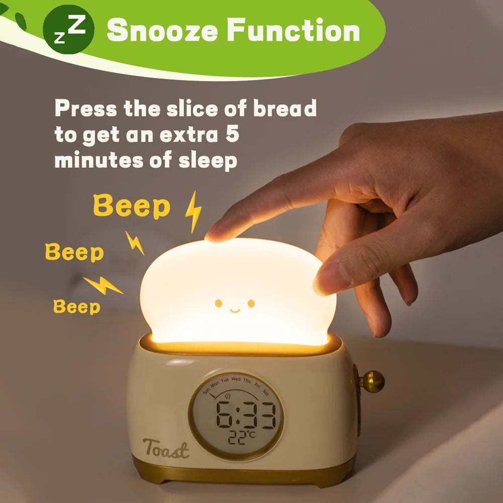 Kid Alarm Clock LED Night Light Digital Clock Children's Sleep Trainer For Home Bedroom Bedside Cute Temperature Display Reloj