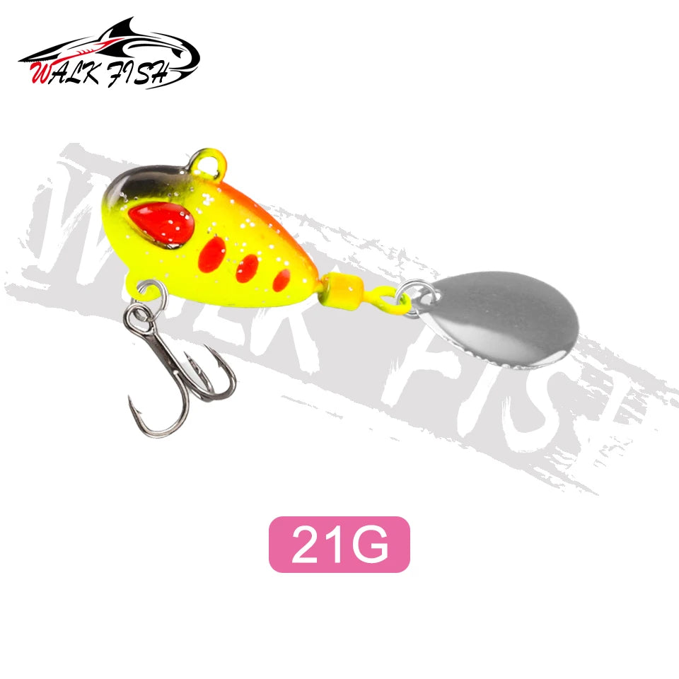 WALK FISH Sinking 3g-21g VIB Lure Spoon Spinner Fishing Bait Wobblers Metal Jig Rotating Sequin Tail Far Casting For Sea Bass