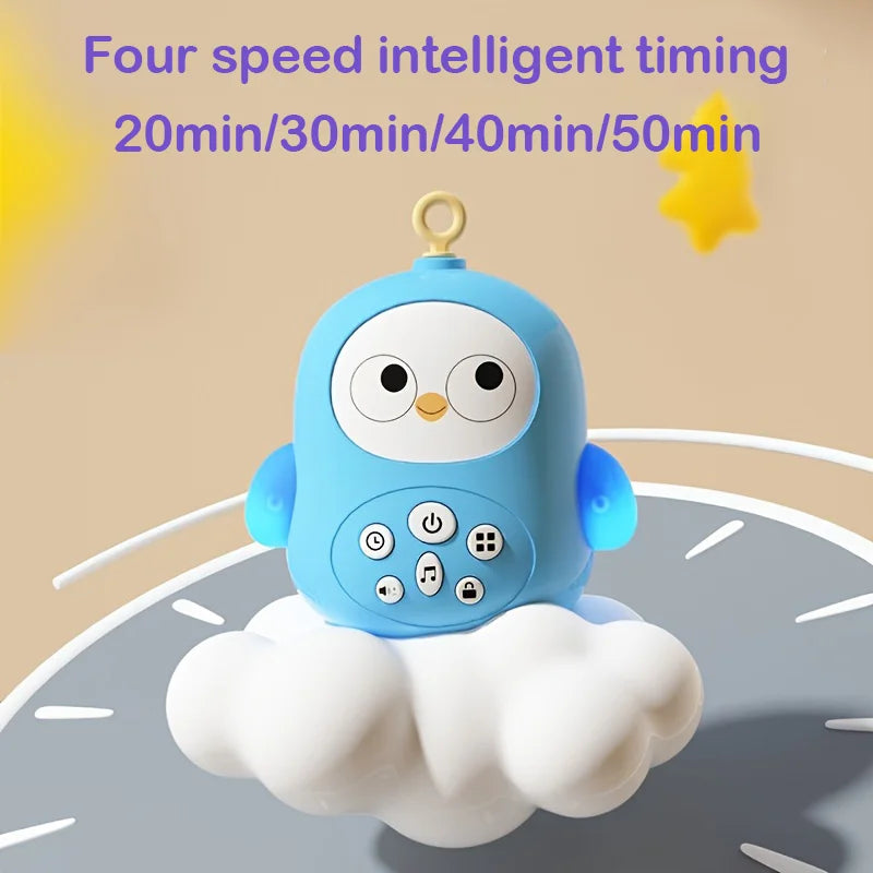 360° Musical Baby Crib Mobile Rotating Night Light Bed Bell Toy Four Speed Timing Hanging Infant Newborn Rattle Bedside Gift