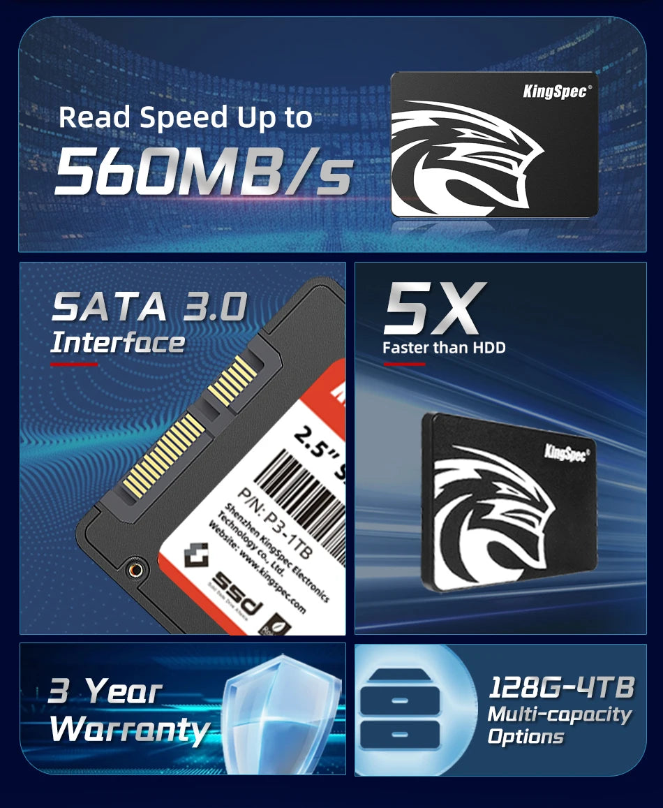 KingSpec SATA SSD Hard Drive 128gb 256gb 512gb 1TB 2TB 480gb 960gb SATA3 Disks Laptop Internal Hard Drive HDD Hard Disk for PC