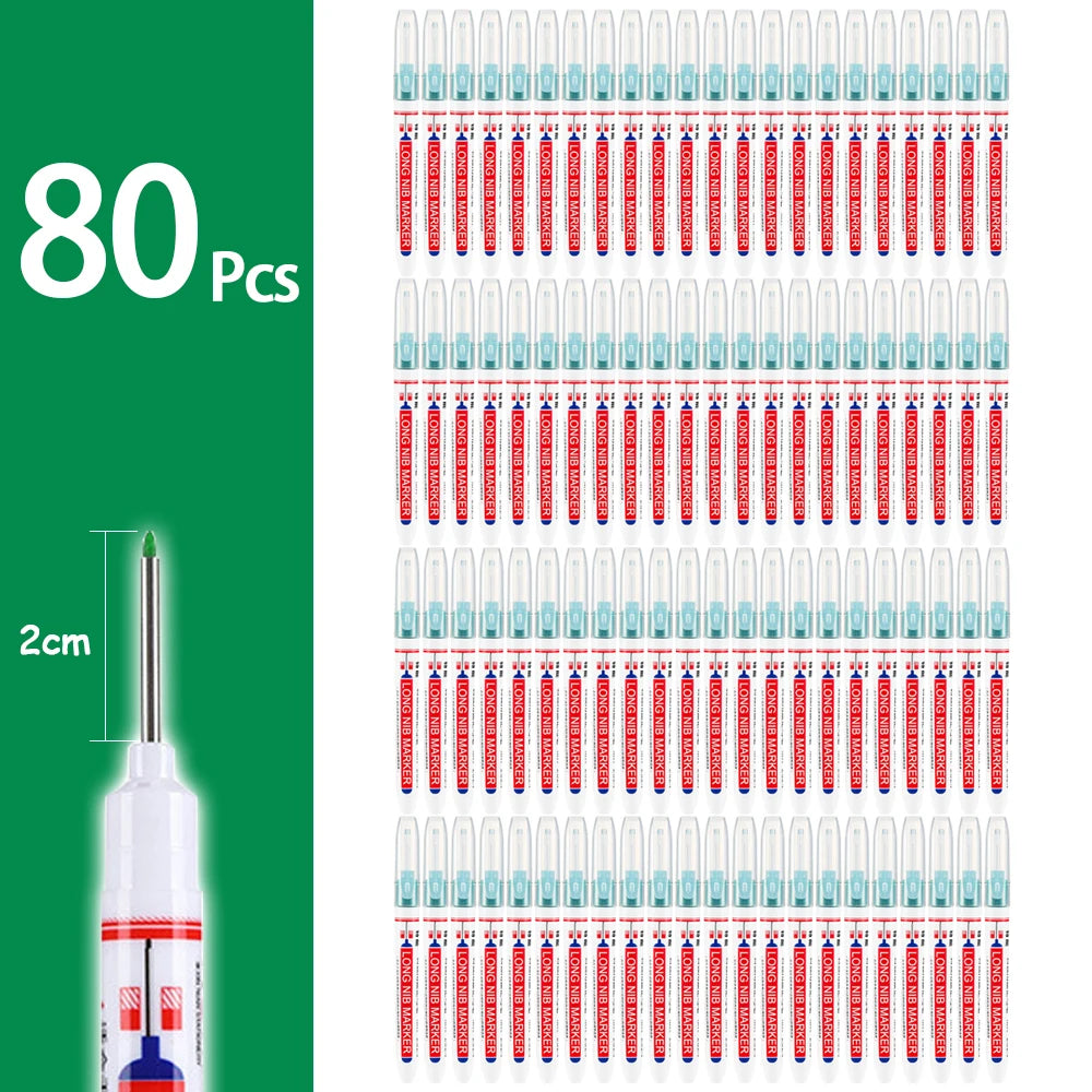 4-80Pcs 2cm Waterproof Long Head Markers Deep Hole Marker Pen for Metal Carpenter Red/Black/Blue/Green Ink Woodworking Tools
