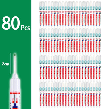 4-80Pcs 2cm Waterproof Long Head Markers Deep Hole Marker Pen for Metal Carpenter Red/Black/Blue/Green Ink Woodworking Tools