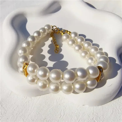 1 collar de perlas de doble capa de lujo para mascotas con colgante de diamante, disfraz de boda, perro, gato, accesorios de joyería de cristal, suministros para mascotas