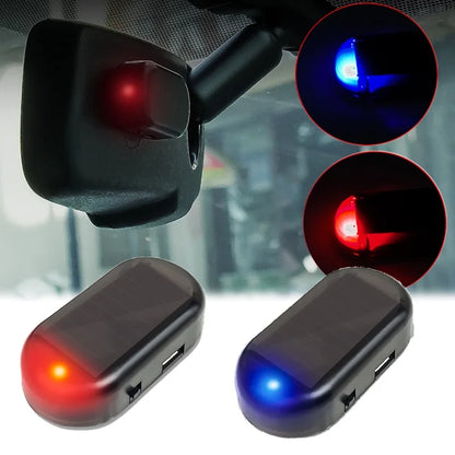 Car Alarm Light Car Solar Power Simulated Dummy Alarm Warning Anti-Theft LED Flashing Security Light with USB Port