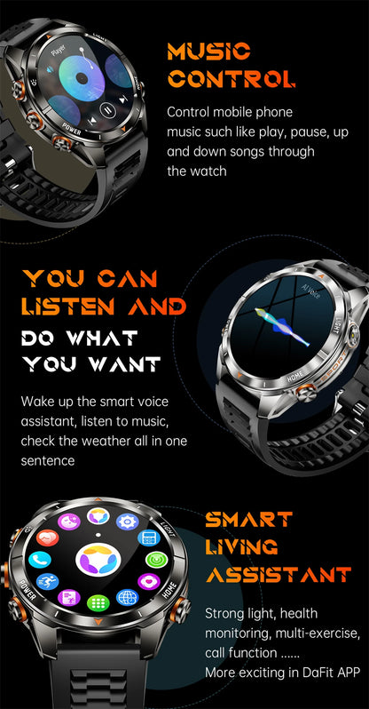 New Outdoor Sport Smart Watch, For Men, 1.46" AMOLED Screen LED, Flashlight, 515mAh Battery, 10ATM Waterproof, Bluetooth Call Smartwatch