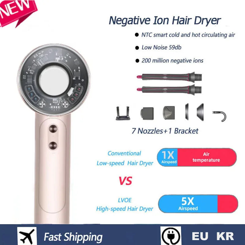 Super Hair Dryer Leafless High Speed Negative Ion Hair Care 160000RPM Fas Dry 220V Super Home Hair Salon Blow Dryer