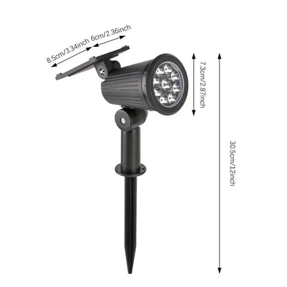 9 LEDs Solar Spotlights, Outdoor IP65 Waterproof, Spot Lights, Brightness Adjustable for Garden Backyard Driveway Patio Decor
