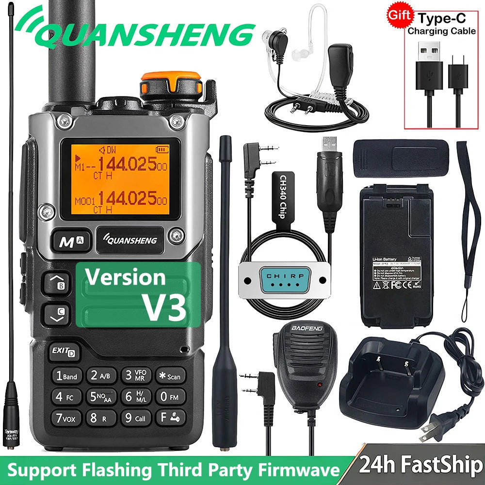 Quansheng UV K5 (8) Walkie Talkie Am Fm Radio de Dos Vías Estación Conmutadora Set Inalámbrico de Radioaficionado Receptor de Largo Alcance Quansheng UV-K6