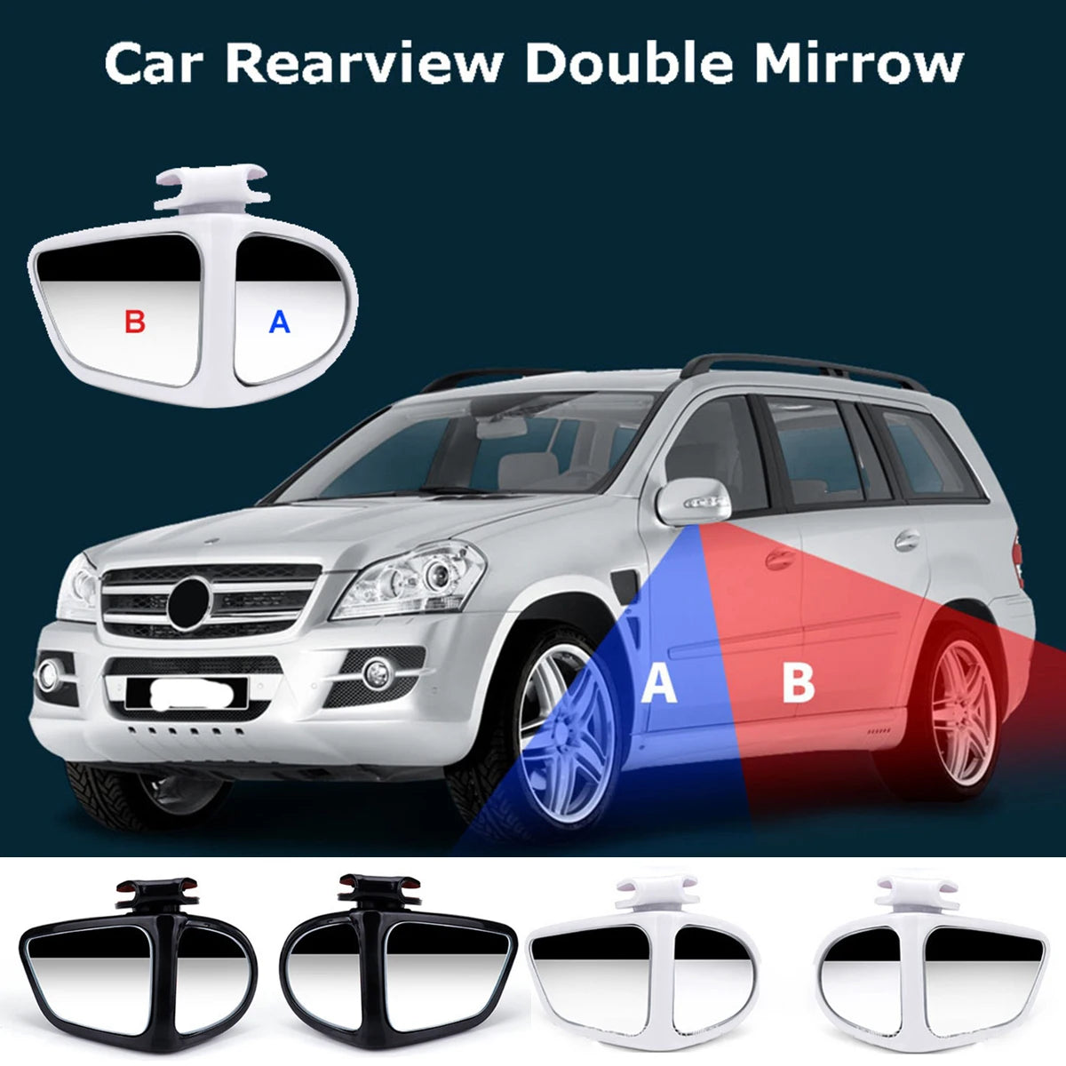 2Pcs, Car Rearview Mirrors, 360° Blind Spot Mirror, Adjustable Rotatable Convex Wide-angle Clear Rearview Safety Mirror Accessories