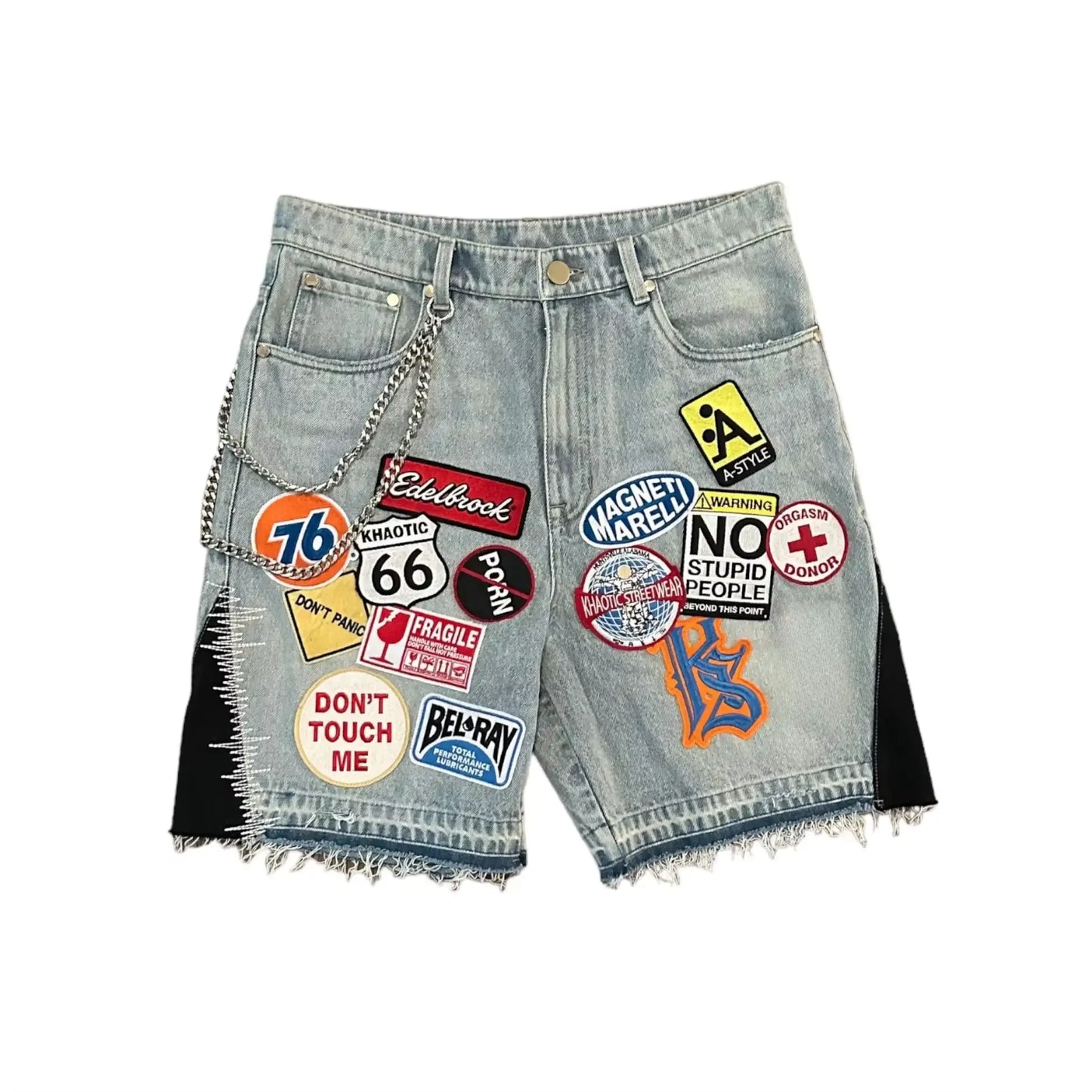 American Retro Denim Shorts, Y2K Jeans Harajuku Hip Hop Cartoon Embroidery Retro Baggy Shorts, Low Waist Sports Basketball Shorts