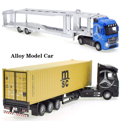 1:50 Diecast Alloy Truck Head Model Toy, Container Truck Pull Back With Light Engineering, Transport Vehicle Boy Toys For Children
