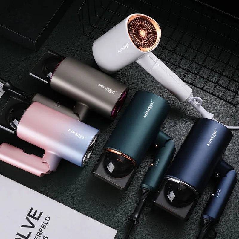 Popular Foldable Hair Dryer 1800W Blue Light Negative Ion Super Silent US/EU/UK Plug 110V/220V Home Barber Recommended