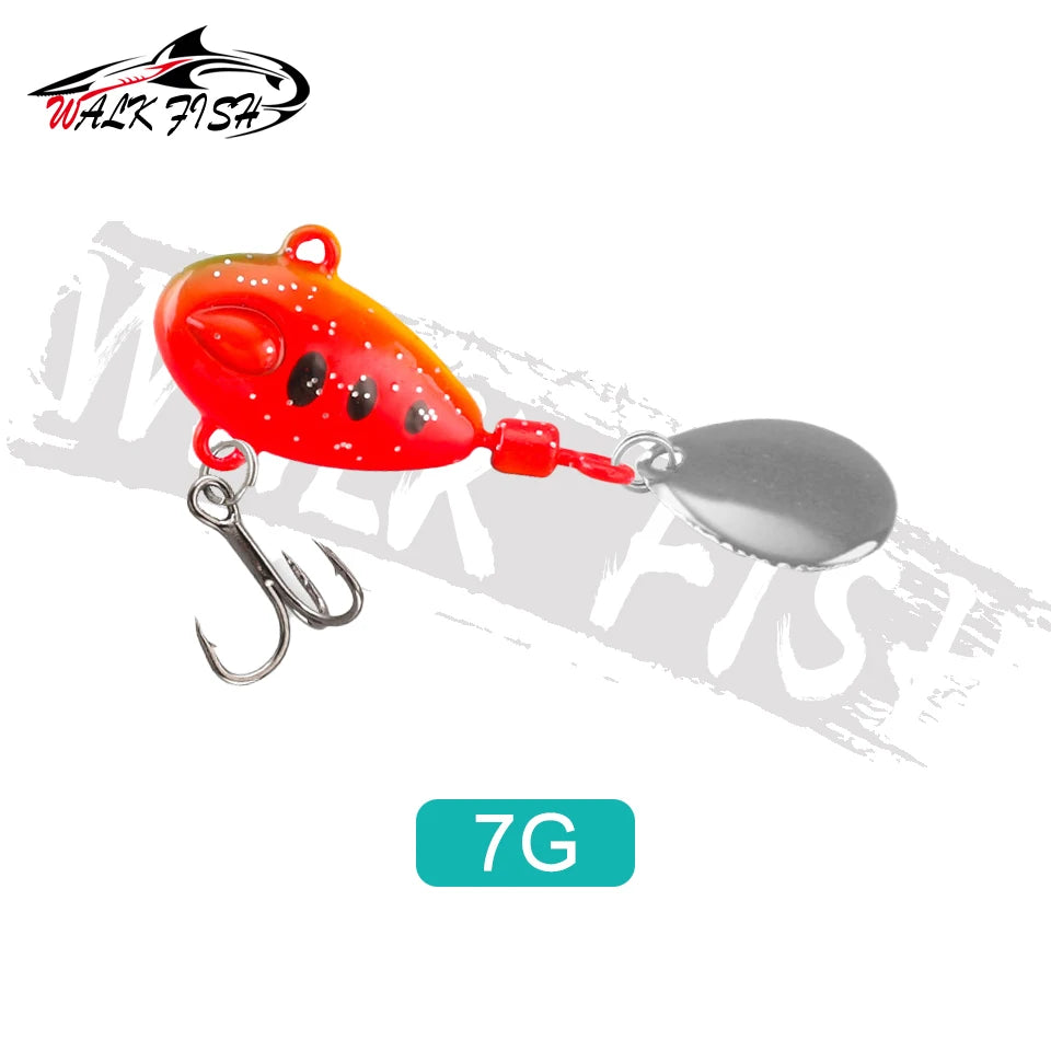 WALK FISH Sinking 3g-21g VIB Lure Spoon Spinner Fishing Bait Wobblers Metal Jig Rotating Sequin Tail Far Casting For Sea Bass