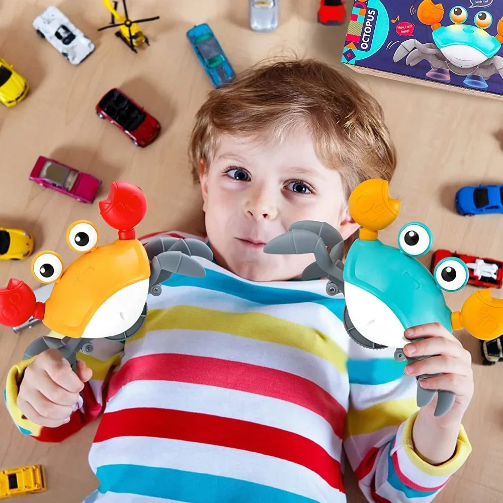 Kids Induction Escape Crab Octopus Crawling Toy Baby Electronic Pets Musical Toys Toddler Moving Avoid Obstacles Toy No Battery