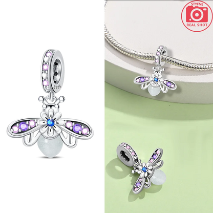 Charms 925 Silver Blue Original Stars Heart Zircon Chameleon Panda Glass Beads Fit Bracelet Jewelry Women Diy Accessories