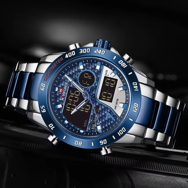 NAVIFORCE Luxury Brand Men's Wrist Watch Military Digital Sport Watches For Men Steel Strap Quartz Clock Male Relogio Masculino