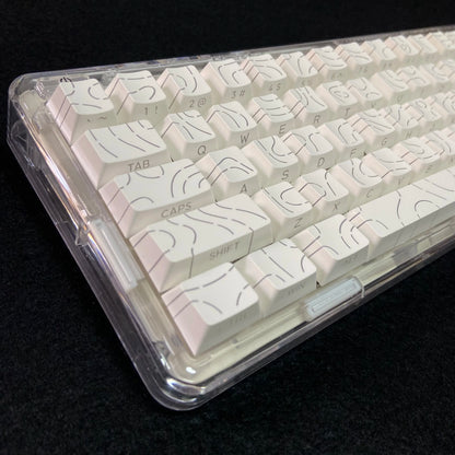Contour Lines Translucent Keycaps Side Engraving Cherry Profile Black White Key Cap 60 70 80 90 100 Layout Mechanical Keyboard