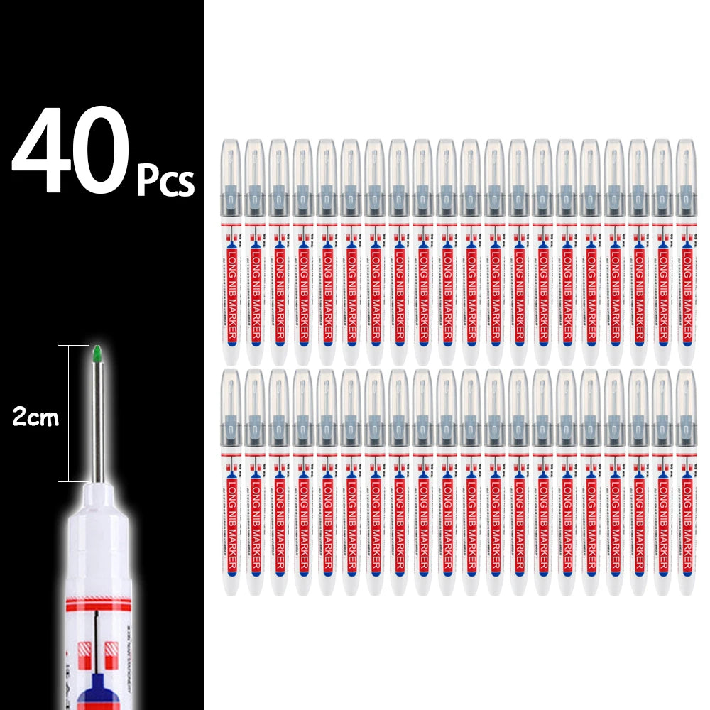 4-80Pcs 2cm Waterproof Long Head Markers Deep Hole Marker Pen for Metal Carpenter Red/Black/Blue/Green Ink Woodworking Tools