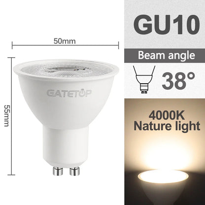 8pcs, Led Bulb Lamps, GU10, AC 220V 110V Light Spot Real Power, 3W 5W 6W 7W 8W 9W Warm White Cold White Lampada for Home LEDs Lamp