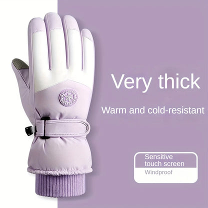 Autumn and winter women's gloves touch screen windproof and warm riding snow play men's and women's warm gloves