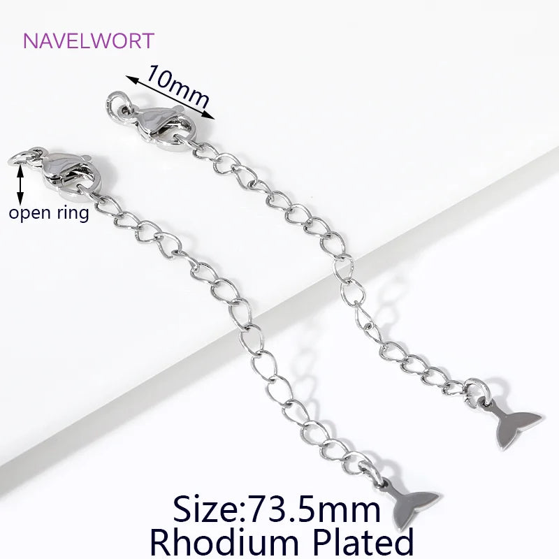 1/3/5Pcs/lot, 18K Gold Plated Round Extension Chain For Jewelry Making, Brass Extended Tail Chain, DIY Necklace Accessories
