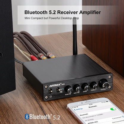 AIYIMA A03 TPA3116 Subwoofer Bluetooth Amplifier HiFi TPA3116D2 2.1 Digital Audio Power Amplifiers 50Wx2+100W Sound Amplifier