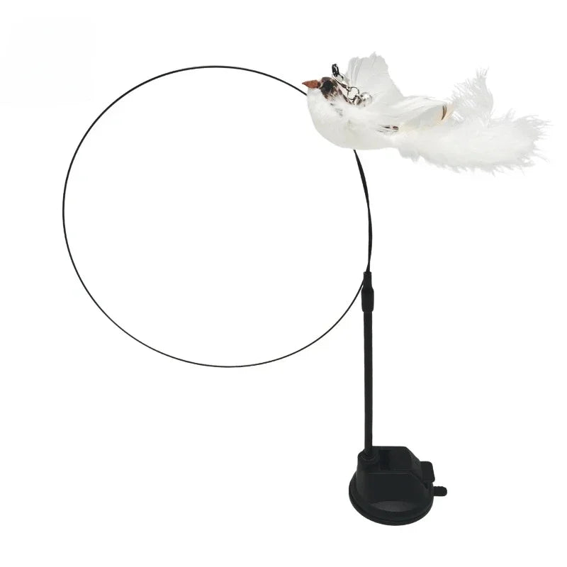 Interactive Cat Toy Hands-Free Cat Stick Playing Kitten Playing Teaser Wand Toy Suction Cup Bird/Feather Cat Wand Pet Supplies