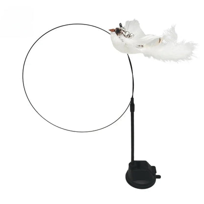 Interactive Cat Toy Hands-Free Cat Stick Playing Kitten Playing Teaser Wand Toy Suction Cup Bird/Feather Cat Wand Pet Supplies