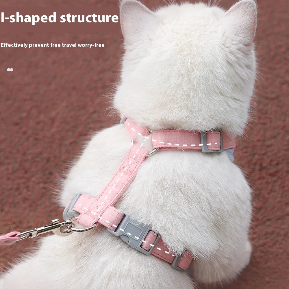 Escape Proof Cat Harness with Leash, Adjustable Soft Vest, Pet Walking Set for Outdoor, Kitty Safety No Pull Comfort Design