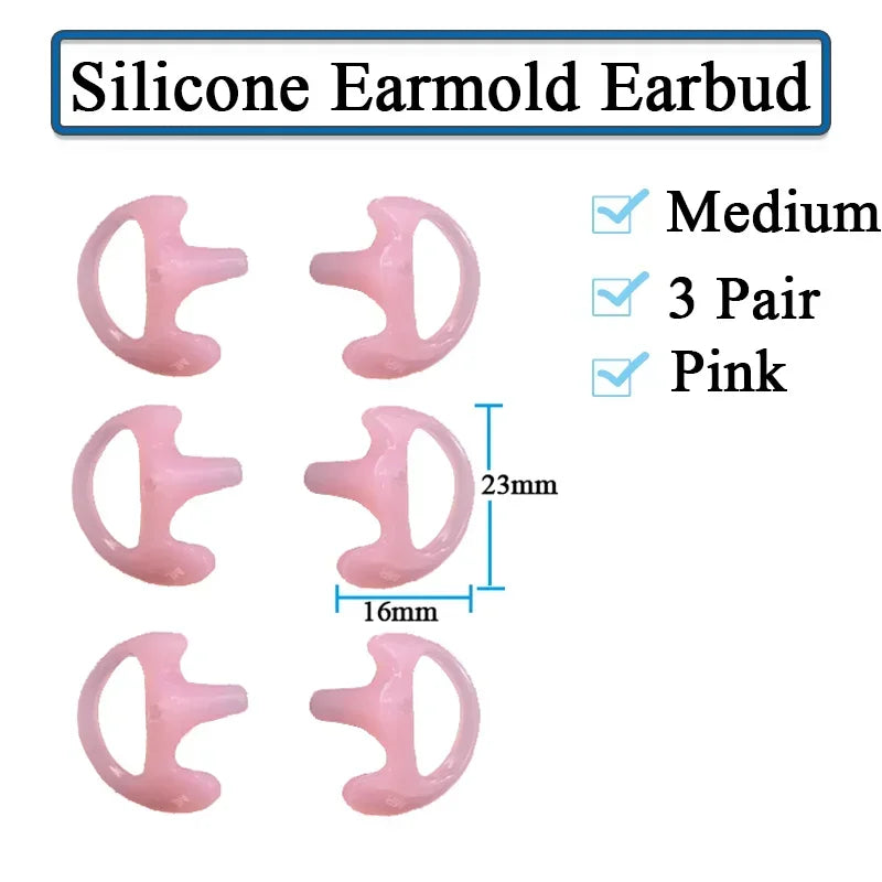 3-Pair Ear Mold Earbud Replacement Soft Silicone Earmould Earplug S/M/L Size for Walkie Talkie Radio Acoustic Earpieces Headsets