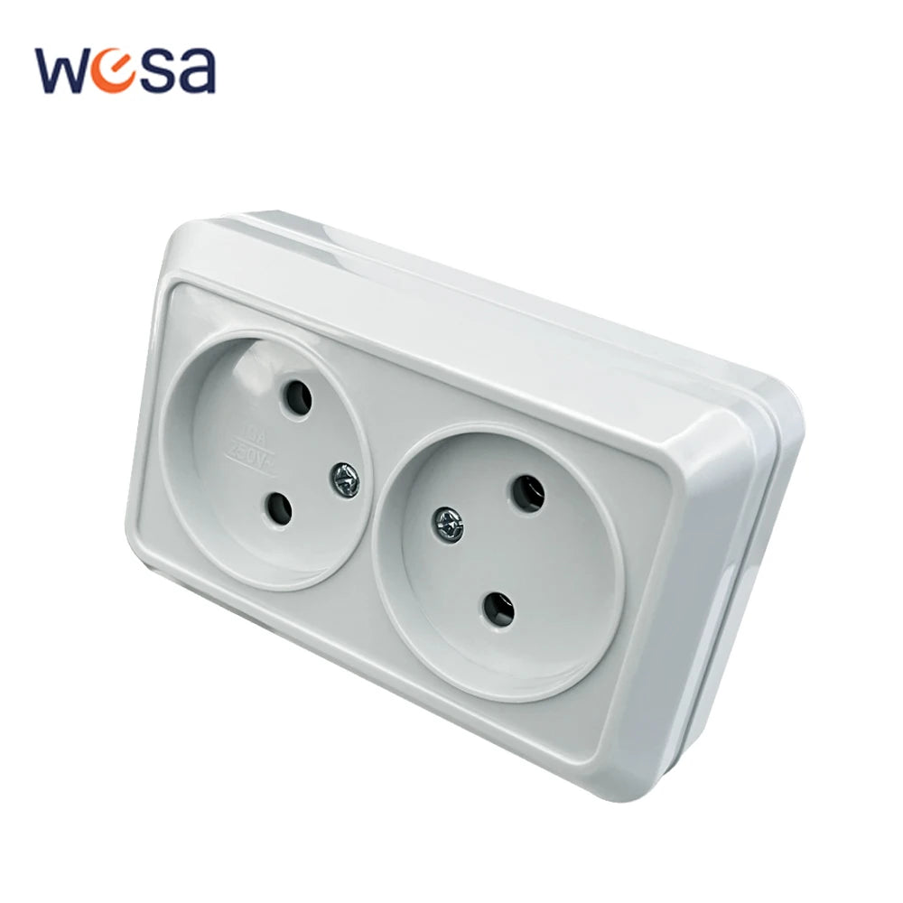WESA Wall Mount Button Switch Classic Plastic Surface 1 Gang 1 Way Vintage Outdoor White Wall Exterior Switch On And Off